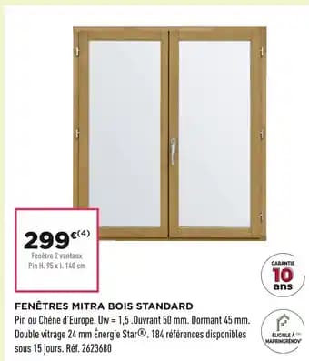 Fenêtres mitra bois standard