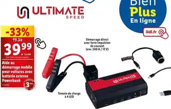 ULTIMATE Aide au démarrage mobile pour voitures avec batterie externe Powerbank