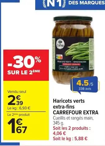 CARREFOUR EXTRA Haricots verts extra-fins 345 g