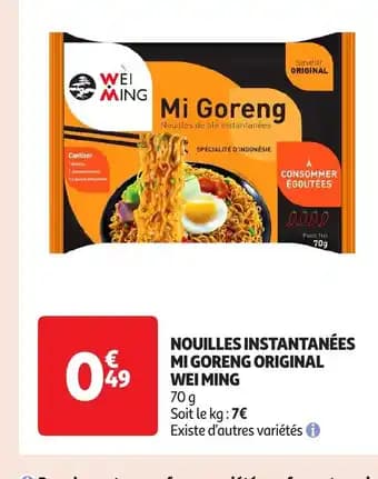 WEI MING Nouilles instantanées mi goreng original 70 g