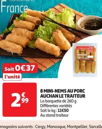 LE TRAITEUR 8 mini-nems au porc auchan 260 g