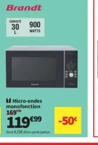 Promotion Exclusives de 7
Micro ondes monofonction : Découvrez l'Offre incontournable