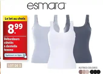 esmara Débardeurs côtelés à dentelle femme