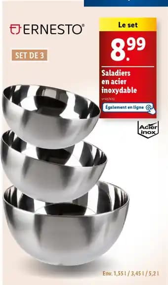 EJERNESTO® Saladiers en acier inoxydable