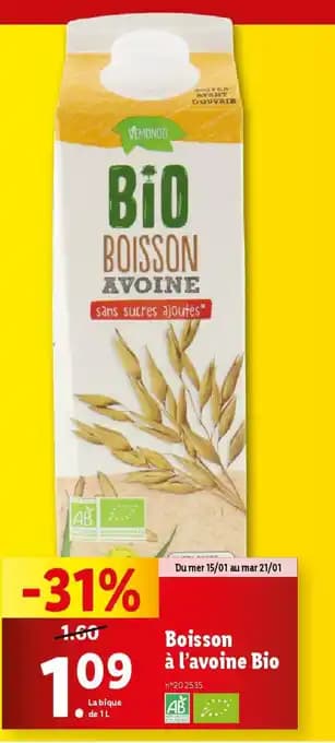 Promotion Exclusives de 1
Boisson à l'avoine : Découvrez l'Offre incontournable