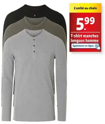 Livergy T-shirt manches longues homme