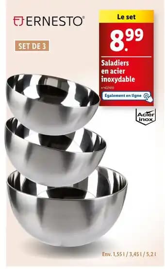 ERNESTO Saladiers en acier inoxydable