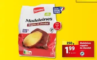 Sondey Madeleines nappées de chocolat