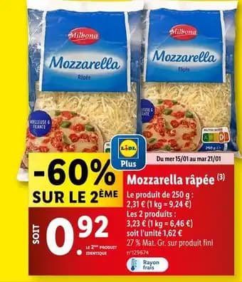 Promotion Exclusives de 24
Mozzarella : Découvrez l'Offre incontournable
