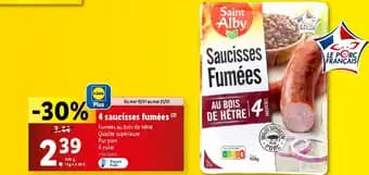 SAINT ALBAY 4 saucisses fumées 400 g