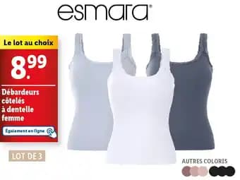 ESMARA Débardeurs côtelés à dentelle femme