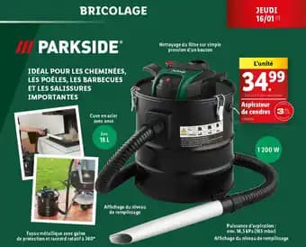PARKSIDE Aspirateur de cendres