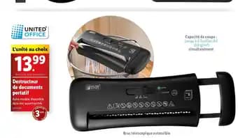 UNITEDⓇ OFFICE Destructeur de documents portatif