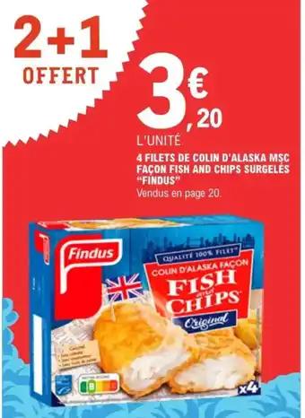 FINDUS 4 filets de colin d'alaska msc façon fish and chips surgelés