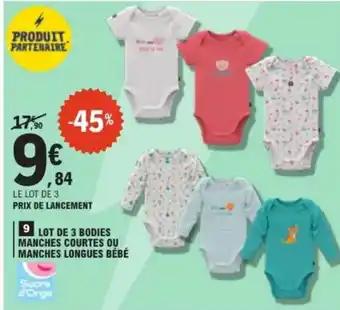 Lot de 3 bodies manches courtes ou manches longues bébé