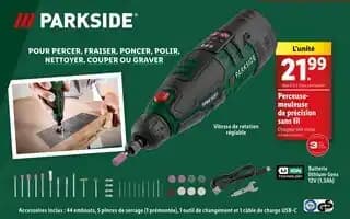 PARKSIDE Perceuse-meuleuse de précision sans fil