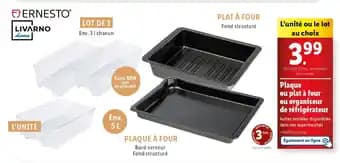 EJERNESTO® Plaque ou plat à four ou organiseur de réfrigérateur