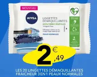 NIVEA Les 20 lingettes démaquillantes fraicheur 3 en 1 peaux normales