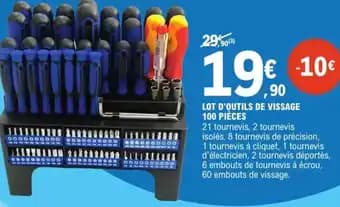 Lot d'outils de vissage 100 pièces