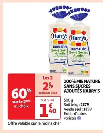 HARRY'S 100% mie nature sans sucres ajoutés 500 g