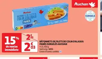 Promotion Exclusives de 3
Bâtonnets colin d'alaska : Découvrez l'Offre incontournable