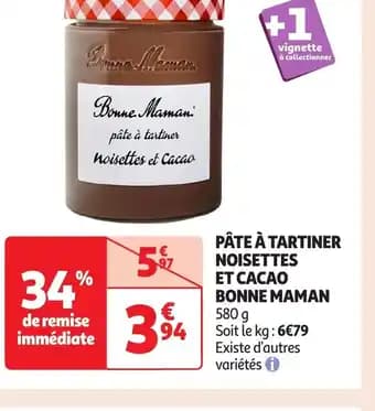 BONNE MAMAN Pâte à tartiner noisettes et cacao 580 g