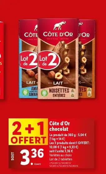 Promotion Exclusives de 5
Côte d'or chocolat : Découvrez l'Offre incontournable