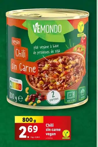 VEMONDO Chili sin carne vegan