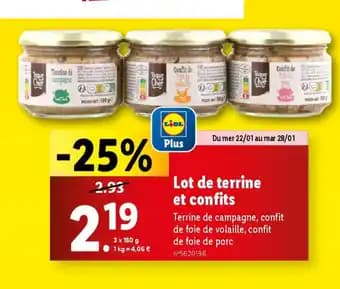 Lot de terrine et confits 3 x 180 g