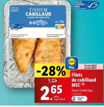 Filets de cabillaud MSC 200 g
