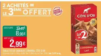 CÔTE D’OR Tablettes de chocolat l'original