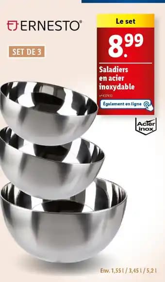 EJERNESTO® Saladiers en acier inoxydable