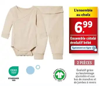 Ensemble côtelé évolutif bébé