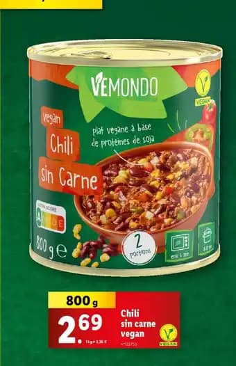 VEMONDO Chili sin carne vegan 800 g
