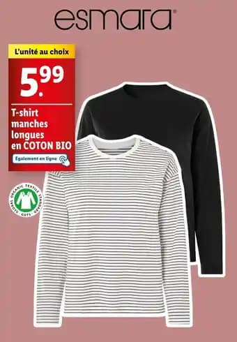 ESMARA T-shirt manches longues en COTON BIO