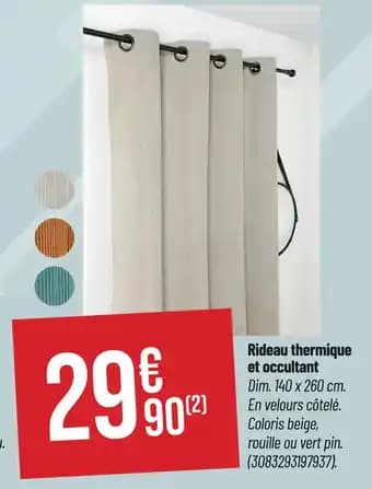 Rideau thermique et occultant