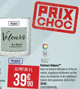 Promotion Exclusives de 2
Peinture velours : Découvrez l'Offre incontournable