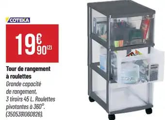 COTEKA Tour de rangement à roulettes