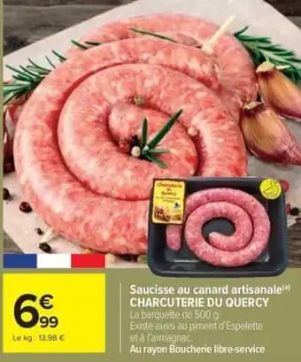 Saucisse au canard artisanale CHARCUTERIE DU QUERCY