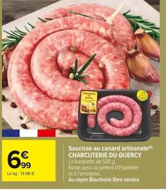 CHARCUTERIE DU QUERCY Saucisse au canard artisanale 500 g