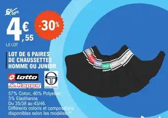KAPPA LOTTO Lot de 6 paires de chaussettes homme ou junior
