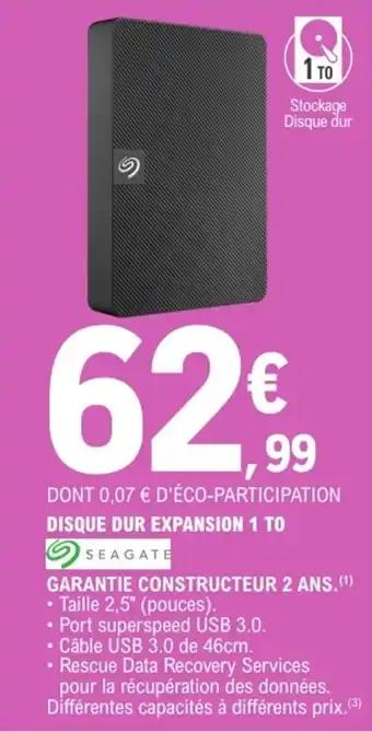 Promotion Exclusives de 1
Seagate : Découvrez l'Offre incontournable