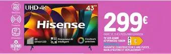HISENSE Tv led 43a6n 43" (pouces)