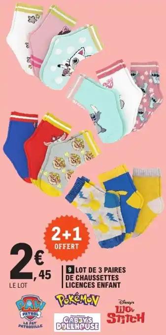 Lot de 3 paires de chaussettes | licences enfant