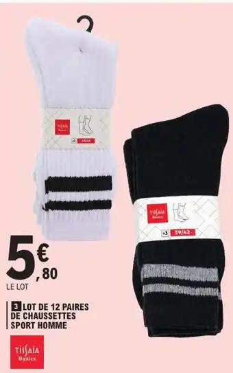 TISSAIA Lot de 12 paires de chaussettes sport homme