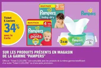 "PAMPERS" Sur les produits présents en magasin de la gamme