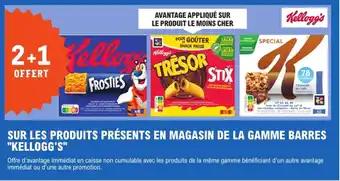 "KELLOGG'S" Sur les produits présents en magasin de la gamme barres