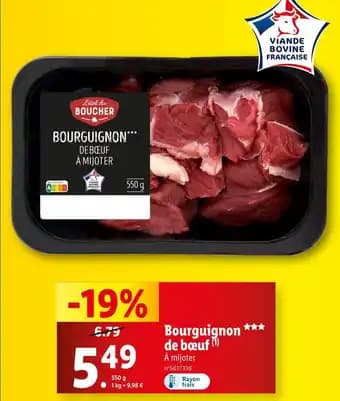 L'ÉTAL DU BOUCHER Bourguignon de bœuf