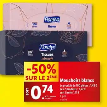 Promotion Exclusives de 5
Mouchoirs blancs : Découvrez l'Offre incontournable