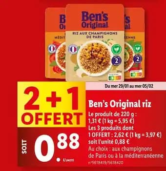 Promotion Exclusives de 10
Ben's original : Découvrez l'Offre incontournable